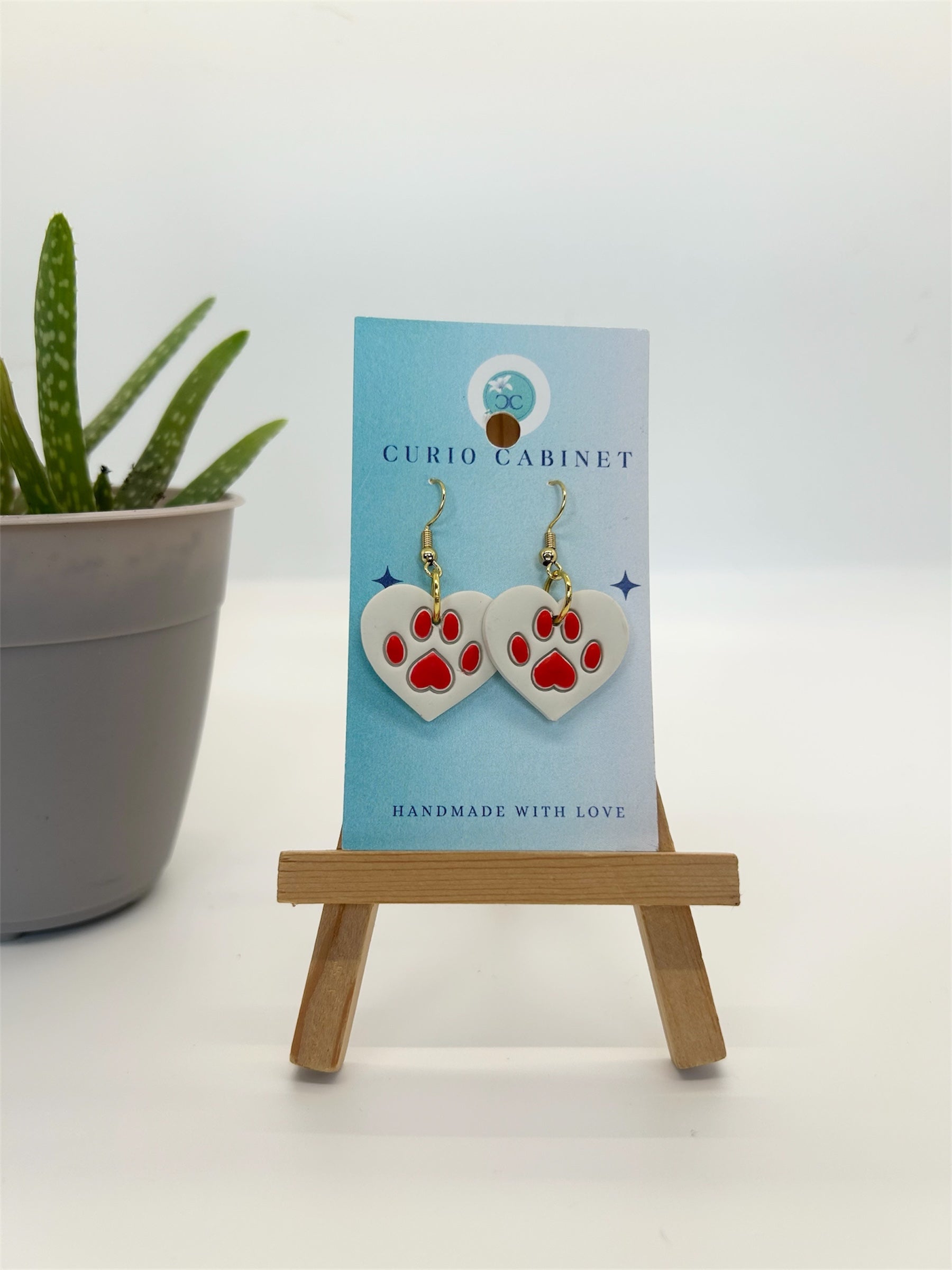 Paw Print Hearts - Polymer Clay Earrings
