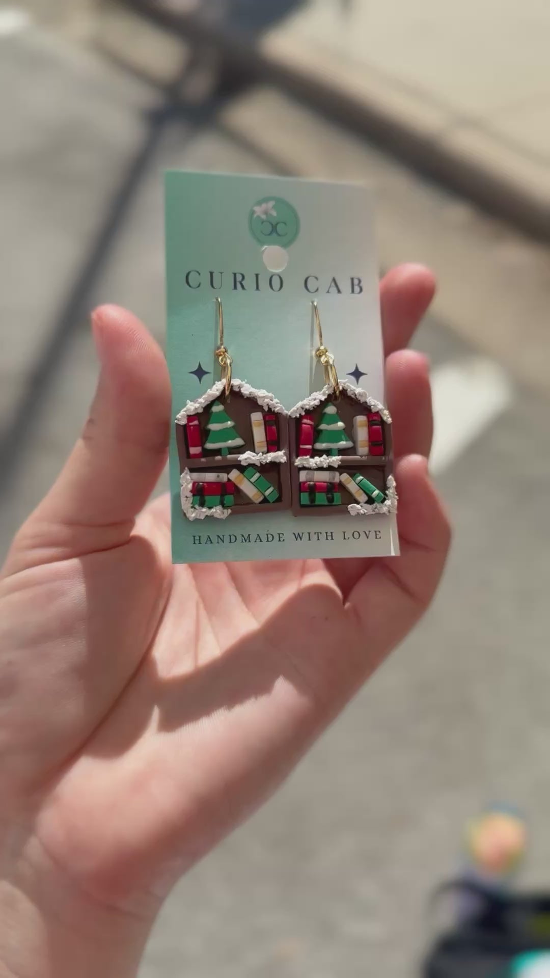 Winter Bookshelf Earrings (Medium) - Polymer Clay Earrings